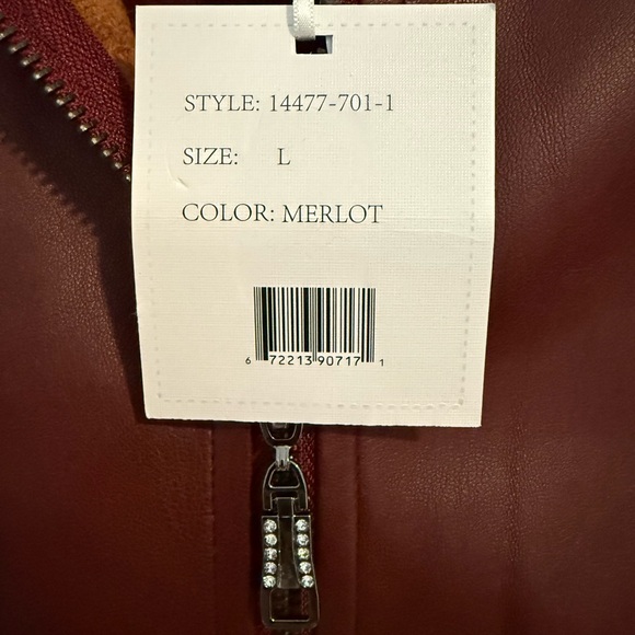Sioni Milano Faux Leather Front Zippered Cardigan Sweater Size Large NWT - Picture 6 of 7